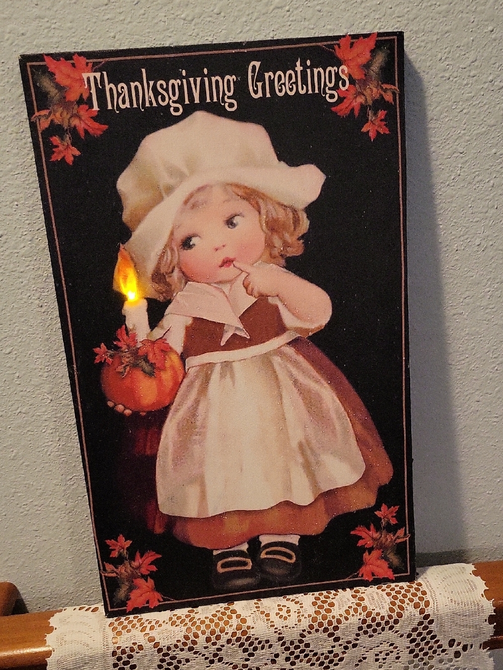 light up Thanksgiving canvas sign